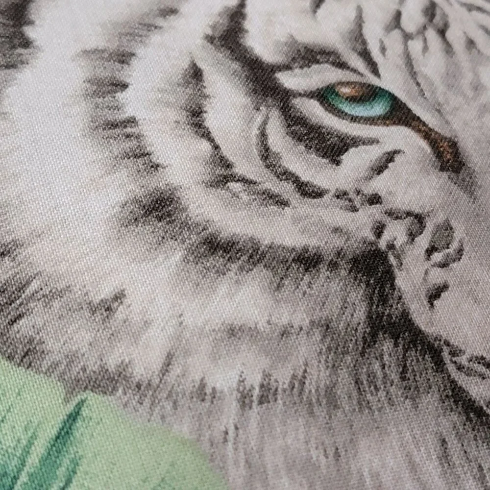 Vintange  White Tiger Decorative Throw Pillow With Tropical Design & Intricate B